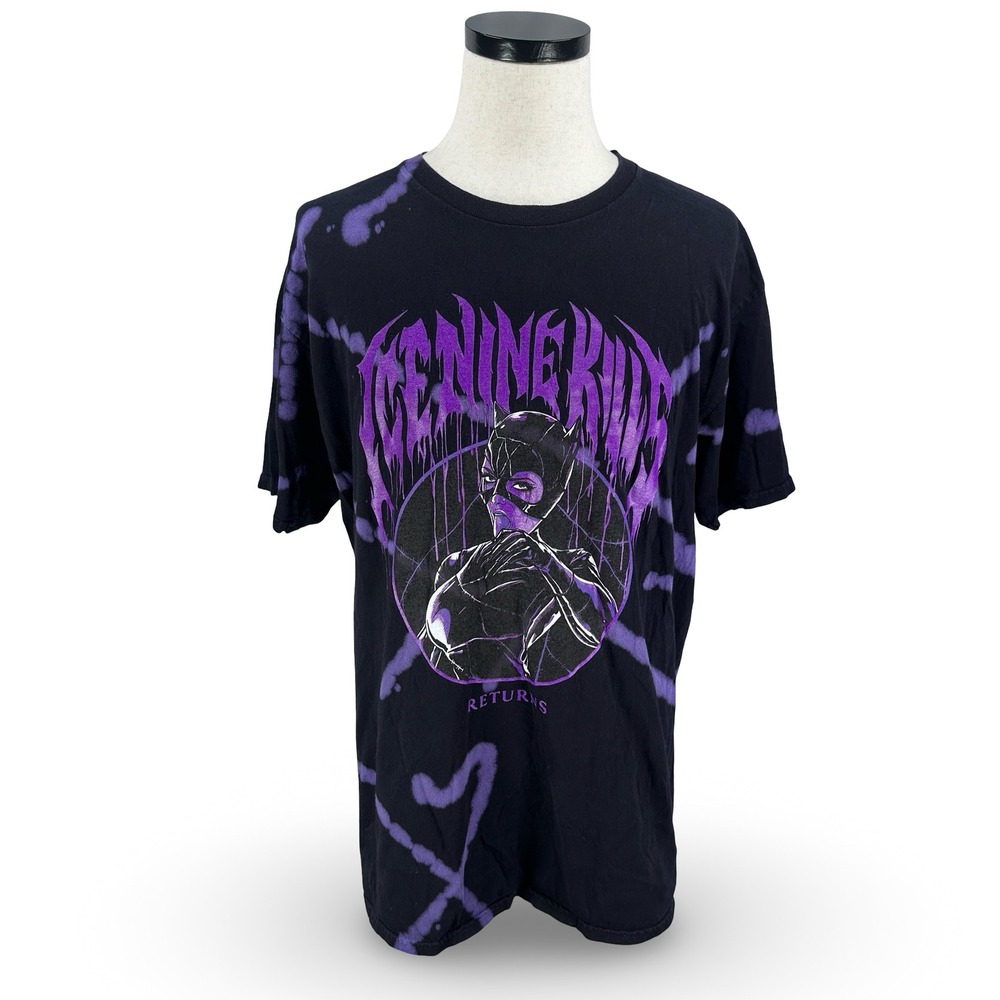 Ice Nine Kills Band Shirt Mens XL Black Purple Tie Dye Catwoman Returns Graphic